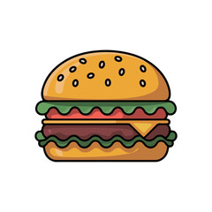 cartoon burger set vector illustration