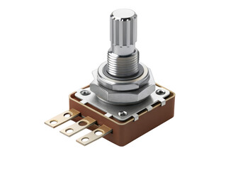 Closeup of a potentiometer isolated on transparent background, a variable resistor
