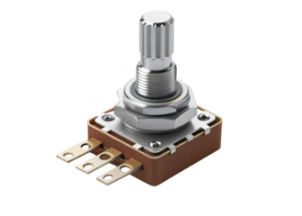 Closeup of a potentiometer isolated on transparent background, a variable resistor