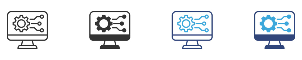 Tech integration icon set, vector illustration .