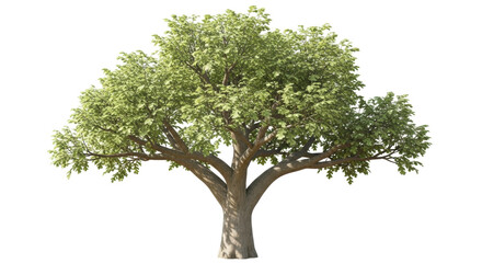 Obraz premium Isolated deciduous tree stands tall with a full crown, ready for use in design work outdoors