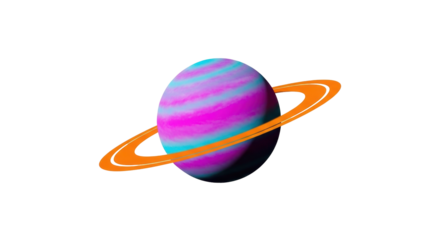 Isolated colorful planet with rings in space, concept of astronomy, science and outer space