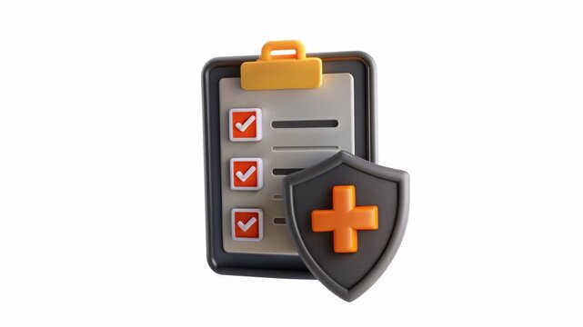 A colorful 3D checklist icon with a shield symbol, emphasizing security and task management.