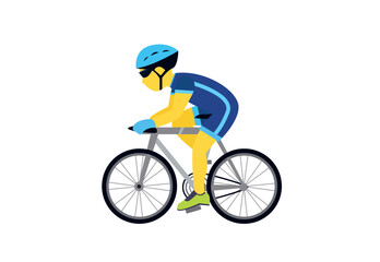 Fototapeta premium biker man bike biking sports blue helmet person Bicyclist riding a bike emoji symbol sign icon vector illustration isolated flat