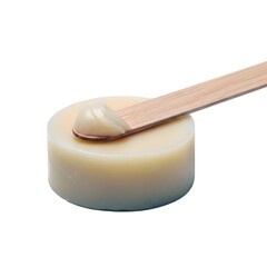 Beef Tallow Balm with Cosmetic Spatula, Natural Skincare Moisturizer Isolated on White Background
