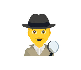 sherlock holmes detective man person smiling smile private investigator clue emoji symbol sign icon vector illustration isolated flat male