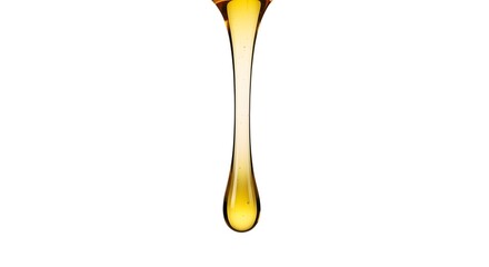 Dripping Melted Beef Tallow, Golden Liquid Cooking Fat for Keto Diet Isolated on White Background
