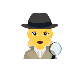 sherlock holmes detective woman women female person smiling smile private investigator clue emoji symbol sign icon vector illustration isolated flat