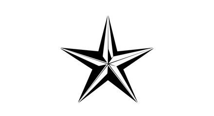 Obraz premium A detailed black and white illustration of a five-pointed star with sharp points and internal shading.