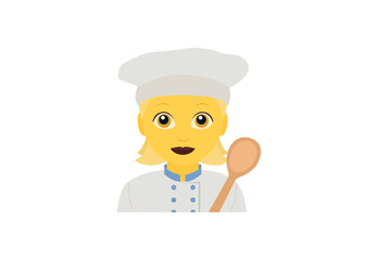 chef baker cook woman women person smile head smiling emoji symbol sign icon vector illustration isolated flat