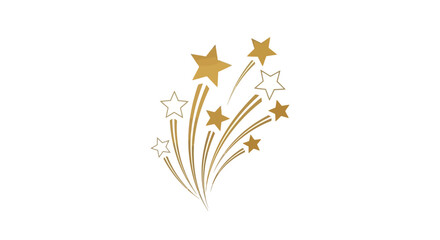 Illustration of gold and white stars shooting upwards in a celebratory design.