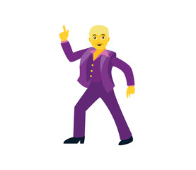 dancer man disco purple suit dancing dance men male 70s era finger in air emoji symbol sign icon vector illustration isolated flat