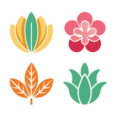 set of colorful floral elements flower