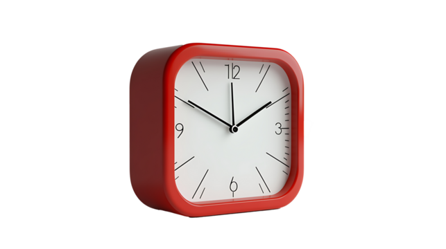Red Desk Alarm Clock Isolated on Trasnparent Background
