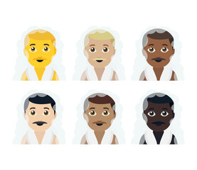 man in sauna spa towel fog relax relaxing shower emoji symbol sign icon vector illustration isolated flat