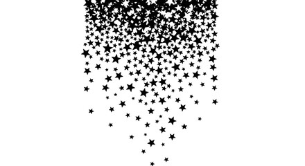 A cascade of black stars falling from the top against a plain white background, creating a glitter or confetti effect. © emiloo