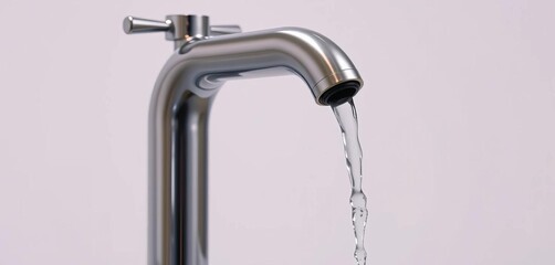 Close-up of a single, freestanding water tap against a plain background,  white,  industrial