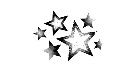A collection of stars in various sizes and shades of gray, arranged in a cluster.