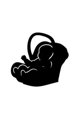 Baby sitting in infant car seat with hands visible  
