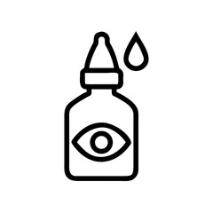 Eye dropper bottle with droplet illustration in black outline  