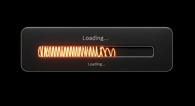 Loading progress bar animation on dark background for digital concepts - Powered by Adobe