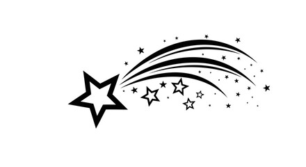 Obraz premium A stylized illustration of a shooting star with a trail of smaller stars and sparkles.