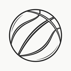 Simple black and white outline of a classic basketball sports equipment drawing