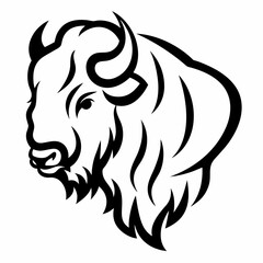 Bison silhouette on white background