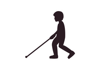 person walking with a cane mobility aid visually impaired blind emoji symbol sign icon vector illustration isolated flat non-binary