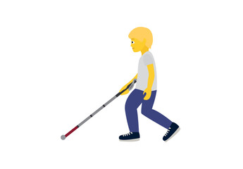 person walking with a cane mobility aid visually impaired blind emoji symbol sign icon vector illustration isolated flat non-binary