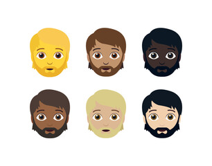 person with beard non-binary smile head face character emoji symbol sign icon vector illustration isolated flat