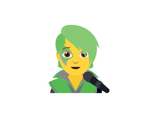 pop star artist music musician show singer green hair person rock non-binary emoji symbol sign icon vector illustration isolated flat