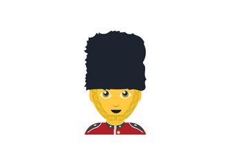British guardsman footman guard soldier tall black hat uniform person emoji symbol sign icon vector illustration isolated flat man male men