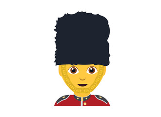 British guardsman footman guard soldier tall black hat uniform person emoji symbol sign icon vector illustration isolated flat
