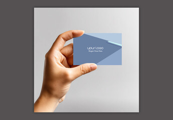 Editable Business Card in Hand Mockup.