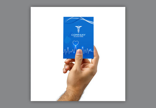 Editable Business Card in Hand Mockup.