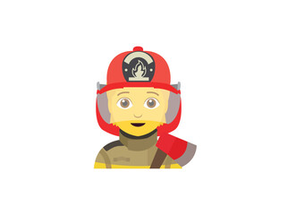 firefighter person non-binary emoji symbol sign icon vector illustration isolated flat helmet fireman
