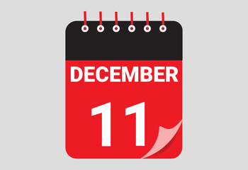Simple Flat August 11 Calendar Icon for Daily Planner