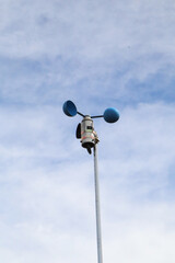 Meteorological Instrument for Wind Measurement Installed on Metal Pole Outdoors