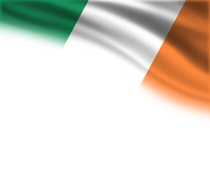 White background with the flag of Ireland in the upper right corner