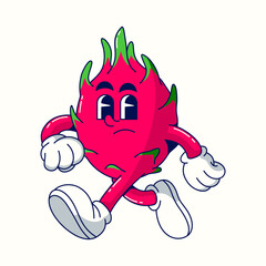  Cute Cartoon dragon fruit Vector illustration hand drawn