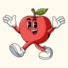 Mascot Cartoon apple Vector illustration hand drawn