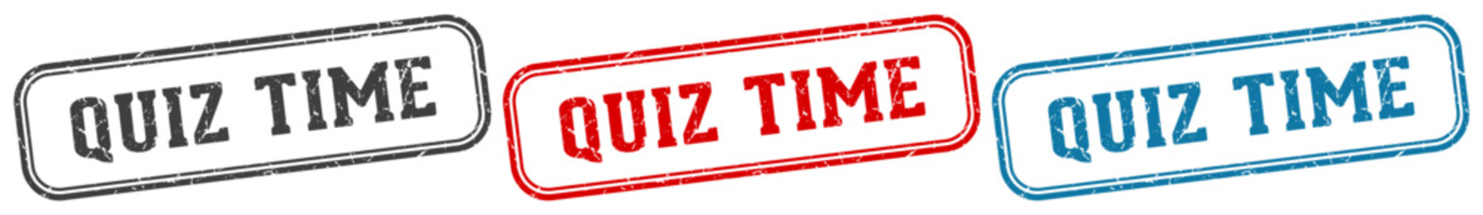 quiz time stamp. quiz time rectangular stamp set isolated on white background