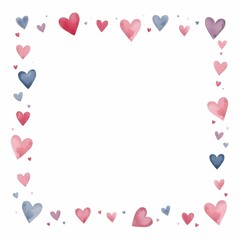 Delicate Watercolor Heart Garland Border  
