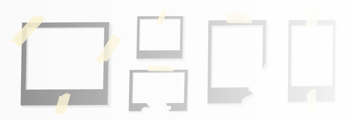 Photo frames with shadow, template background for photography, polaroid photo frames collection,...