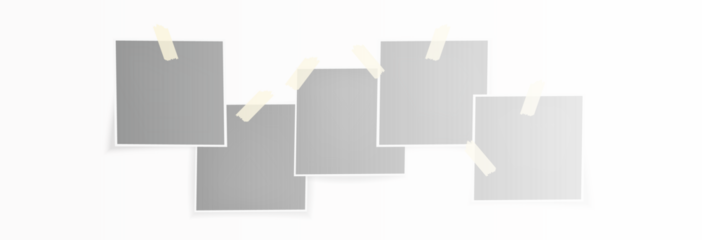 Photo frames with shadow, template background for photography, polaroid photo frames collection, vector png on transparent background. Blank photo frame mockup.