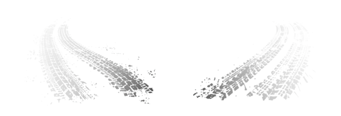Traces of car, motorcycle tread. Curved realistic traces of tires of wheels from different types of tread vector png. Car wheels on disks.	
