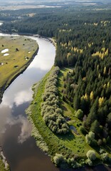 aerial view of the river