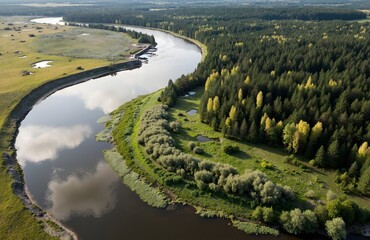 aerial view of river
