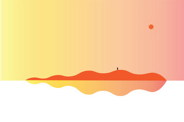 Minimalist Sunset Landscape Vector